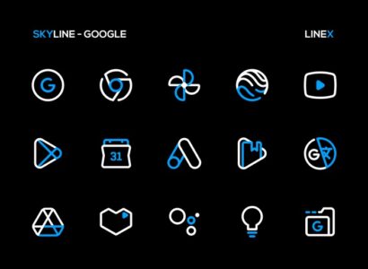 Screenshot SkyLine Icon Pack: LineX Blue Mod APK