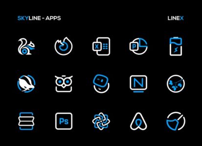 Screenshot SkyLine Icon Pack: LineX Blue Mod APK