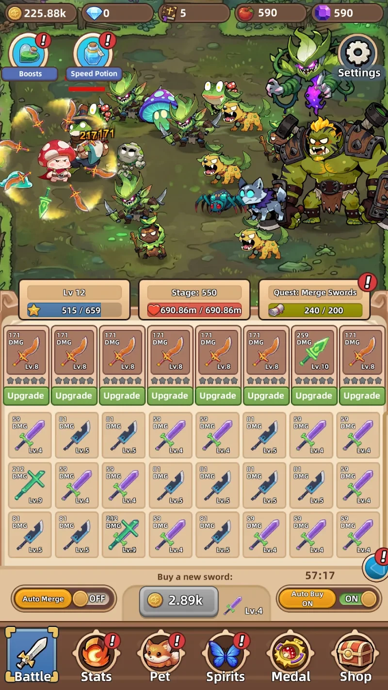 Ekran Görüntüsü 2 — Mushroom Saga: Idle Sword RPG 0.41 MOD APK