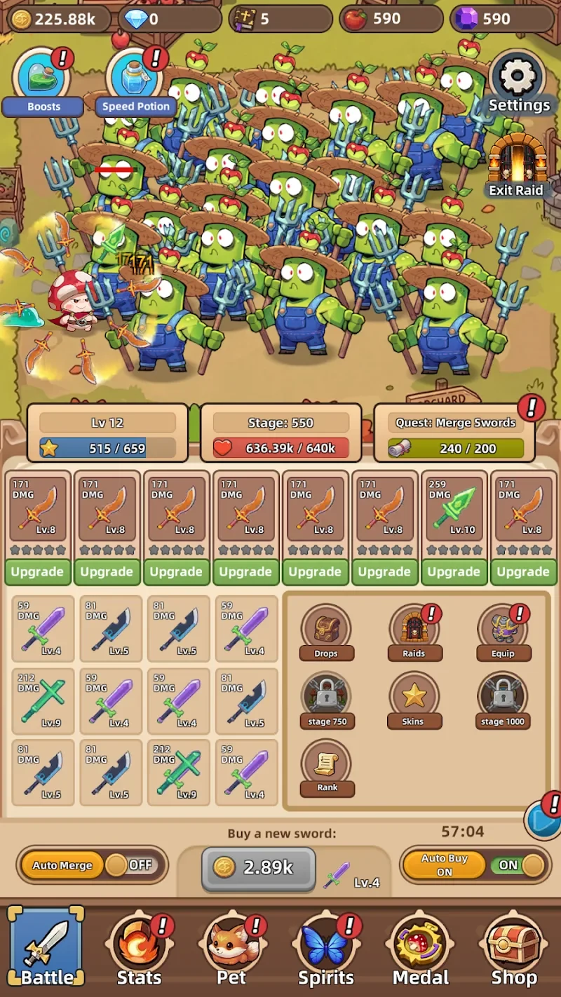 Ekran Görüntüsü 3 — Mushroom Saga: Idle Sword RPG 0.41 MOD APK