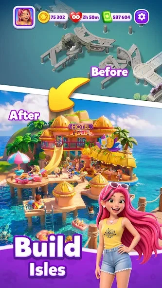 Captura de tela 3 — Pop Island: Match & Build