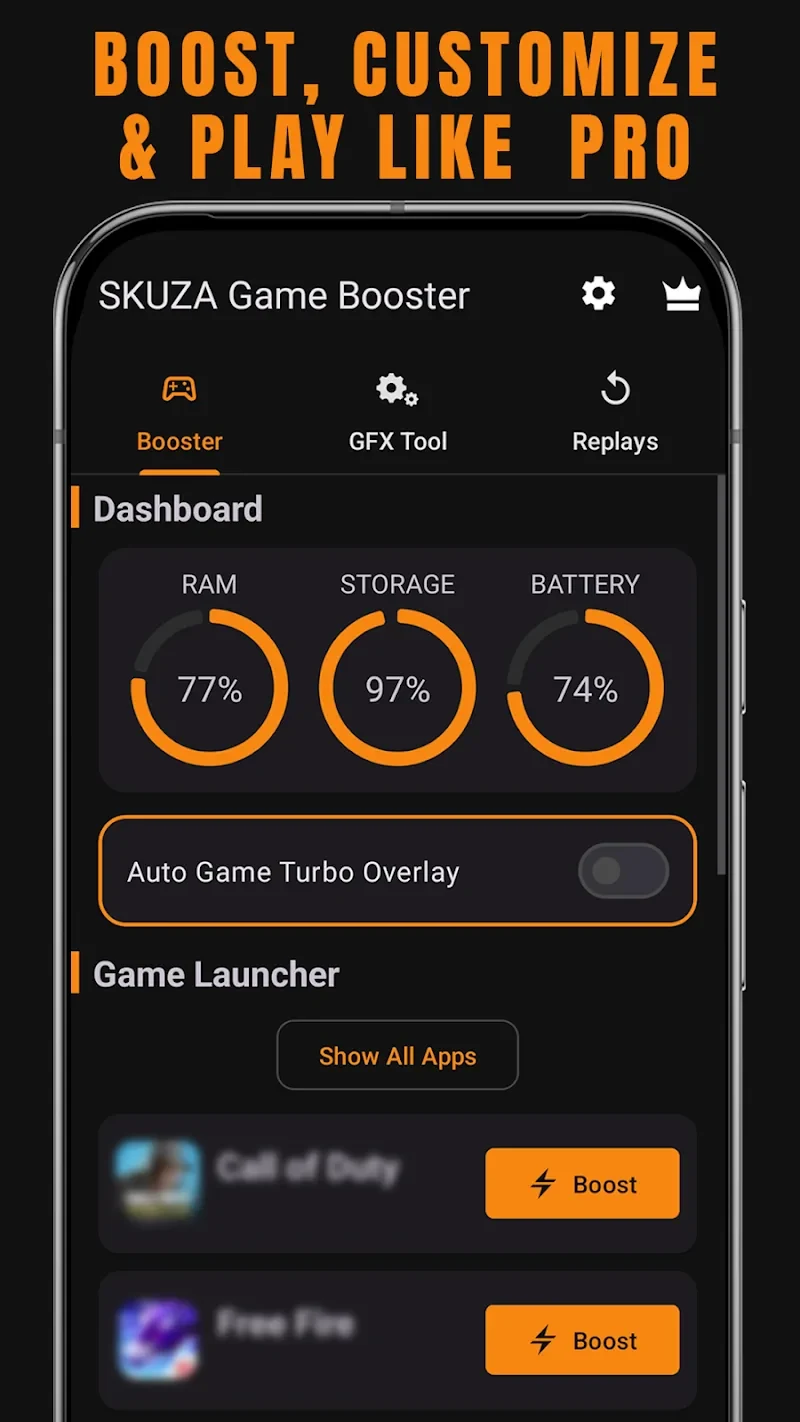 Screenshot 1 — SKUZA Game Booster & GFX Tool 1.6.2 MOD APK